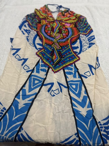 Vestido Guajiro Blanco con Azul Largo talla               unica