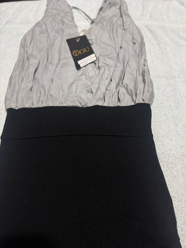 Vestido Elegante YOU gris con negro Talla M