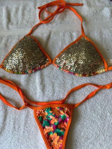 Vestido de Baño Amazonas Naranja Lentejuela